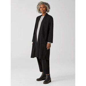 NWOT EILEEN FISHER BLACK Jersey Flex Ponte Belted Jacket CARDIGAN SIZE S